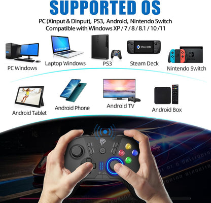 EasySMX Wireless Gaming Controller for Windows PC/Steam Deck/PS3/Android TV BOX, Dual Vibrate Plug and Play Gamepad Joystick with 4 Customized Keys, Battery Up to 14 Hours, Work for Nintendo Switch