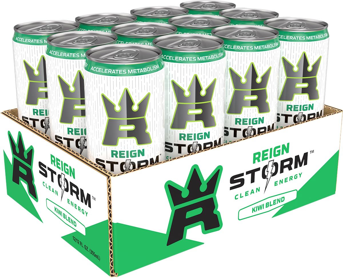 REIGN Storm, Kiwi Blend, Fitness & Wellness Energy Drink, 12 Fl Oz (Pack of 12)