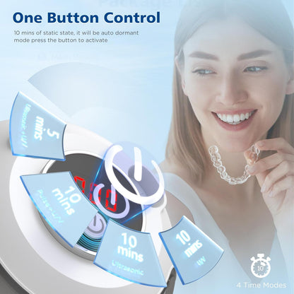 45kHz Ultrasonic Retainer Cleaner Machine, 200ML Denture Cleaner, 4 Modes with Digital Timer Mouth Guard Cleaner for Aligner, Night guard, Braces, Toothbrush, Jewelry(Bright White)