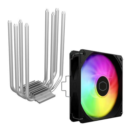 Cooler Master Hyper 212 Spectrum V3 ARGB CPU Air Cooler, 120mm PWM Fan, 4 Heat Pipes, Silver Nickel-Plated Copper, 152mm Tall, AMD Ryzen AM5|AM4, Intel LGA 1851|1700|1200 Brackets