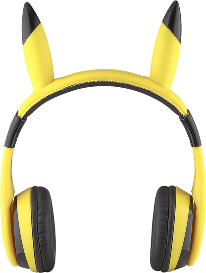 eKids Pokemon Kids Bluetooth Headphones, Wireless Headphones with Microphone Includes Aux Cord, Volume Reduced Kids Foldable Headphones for School, Home, or Travel,Yellow