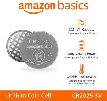 Amazon Basics 6-Pack CR2025 Lithium Coin Cell Battery, 3 Volt, Long Lasting Power, Mercury-Free