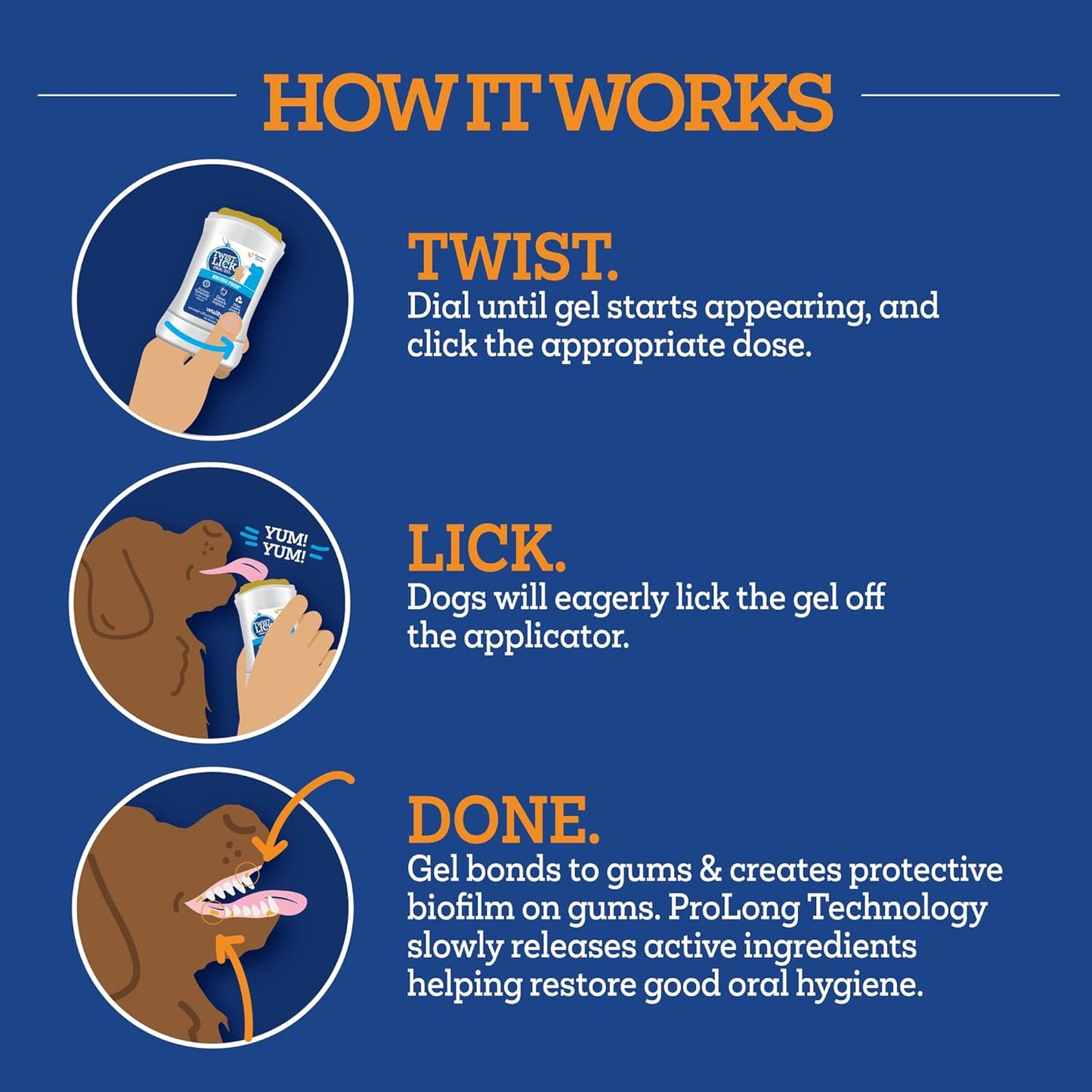Twist and Lick Dental Gel for Dogs, Cleans Teeth and Freshens Breath for 24 Hours, Chicken Flavor, 2 oz, 30 Day Supply