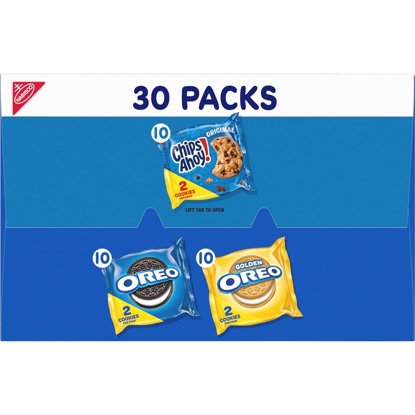 Nabisco Sweet Treats Cookie Variety Pack OREO, OREO Golden & CHIPS AHOY!, 30 Snack Packs (2 Cookies Per Pack)