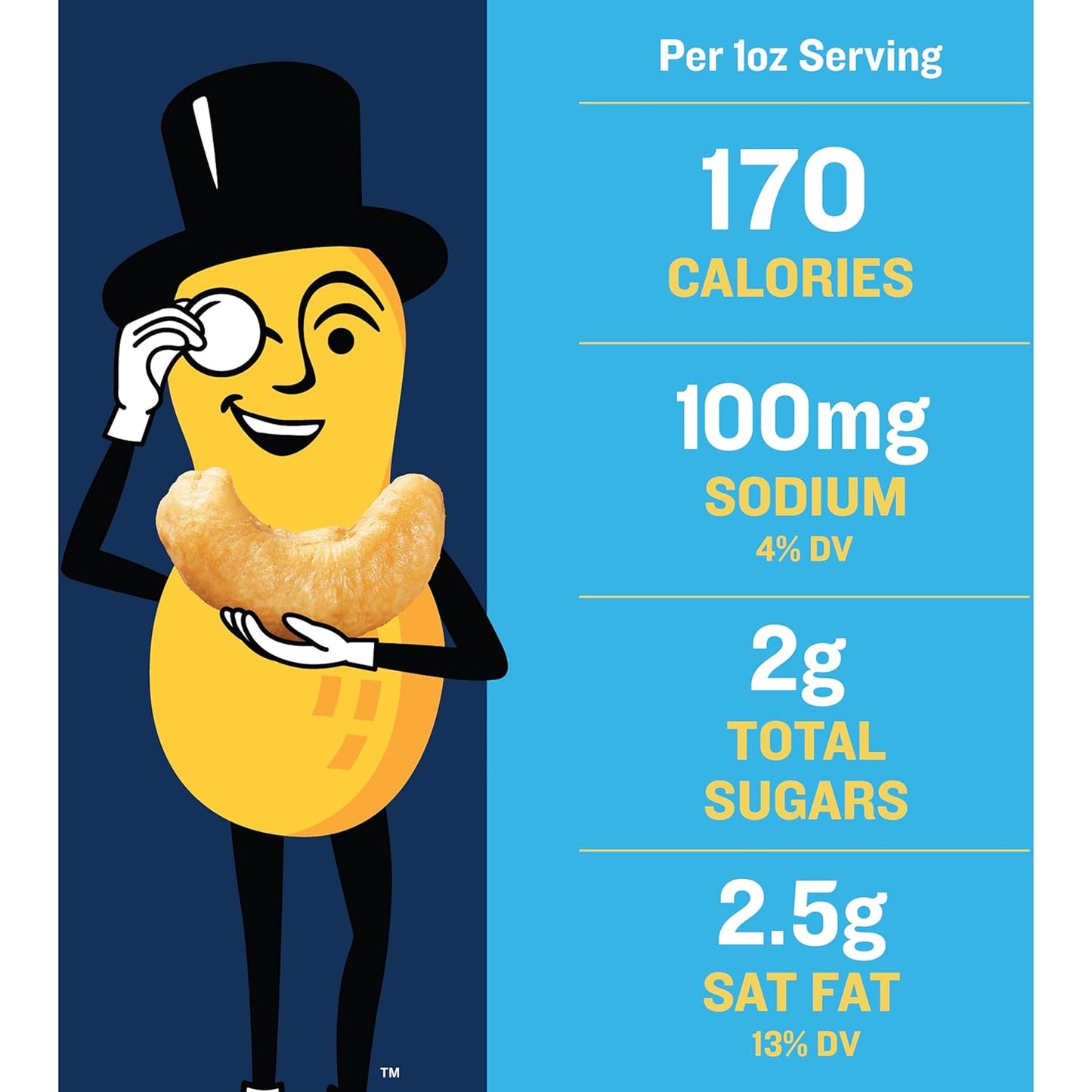 PLANTERS Deluxe Salted Whole Cashews, Party Snacks, Plant-Based Protein, Quick Snack for Adults, After School Snack, Roasted Cashew Flavored with Sea Salt, Kosher, 33oz Container