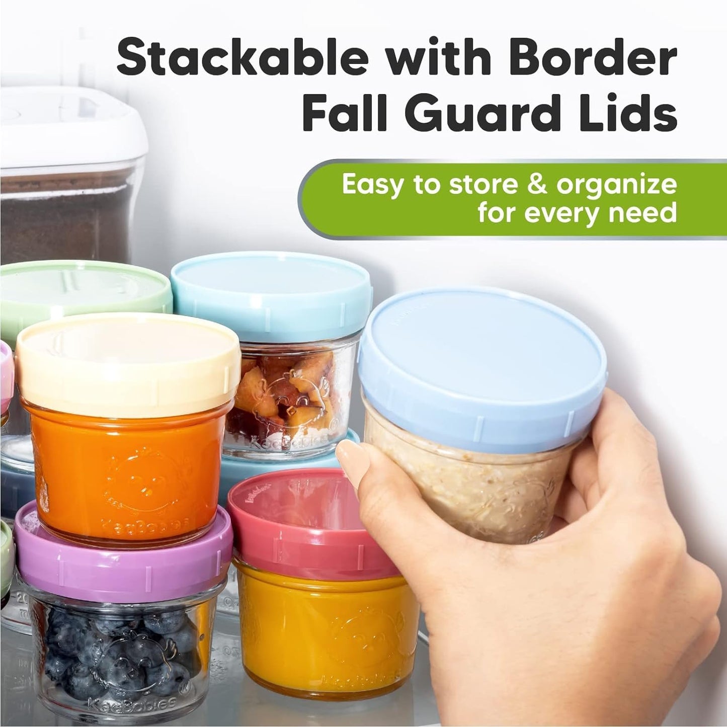 KeaBabies 12pk 4oz Glass Baby Food Containers - Leak-Proof, Microwavable Small Baby Glass Jars with Lids, Baby Food Storage Containers, Baby Snack Containers, BPA-Free Baby Food Jars (Nord)