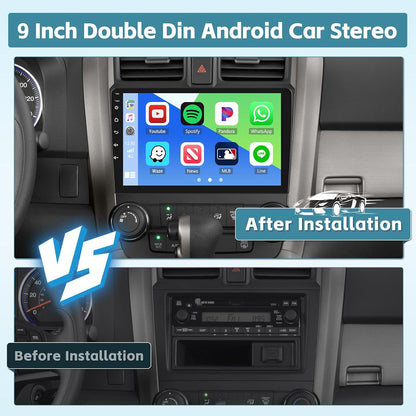 Hikity 6+128GB 8 Core Android 13 Double Din Car Stereo with Wireless Carplay Android Auto, 9 Inch IPS Touchscreen Radio Bluetooth 5.0, GPS, WiFi, 32EQ DSP, 59 UI Themes, Mic, AHD Backup Cam