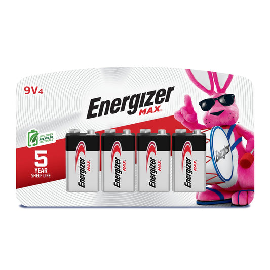 Energizer MAX 9V Batteries (4 Pack), 9 Volt Alkaline Batteries