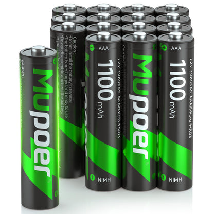 16 Pack Rechargeable AAA Batteries, 1100mAh Ni-MH Triple A Battery, High Capacity and Low Self Discharge Batteries,1.2V Triple AAA Batteries