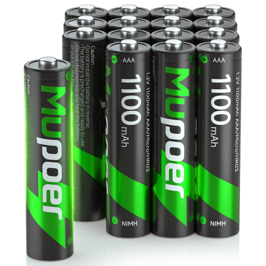 16 Pack Rechargeable AAA Batteries, 1100mAh Ni-MH Triple A Battery, High Capacity and Low Self Discharge Batteries,1.2V Triple AAA Batteries