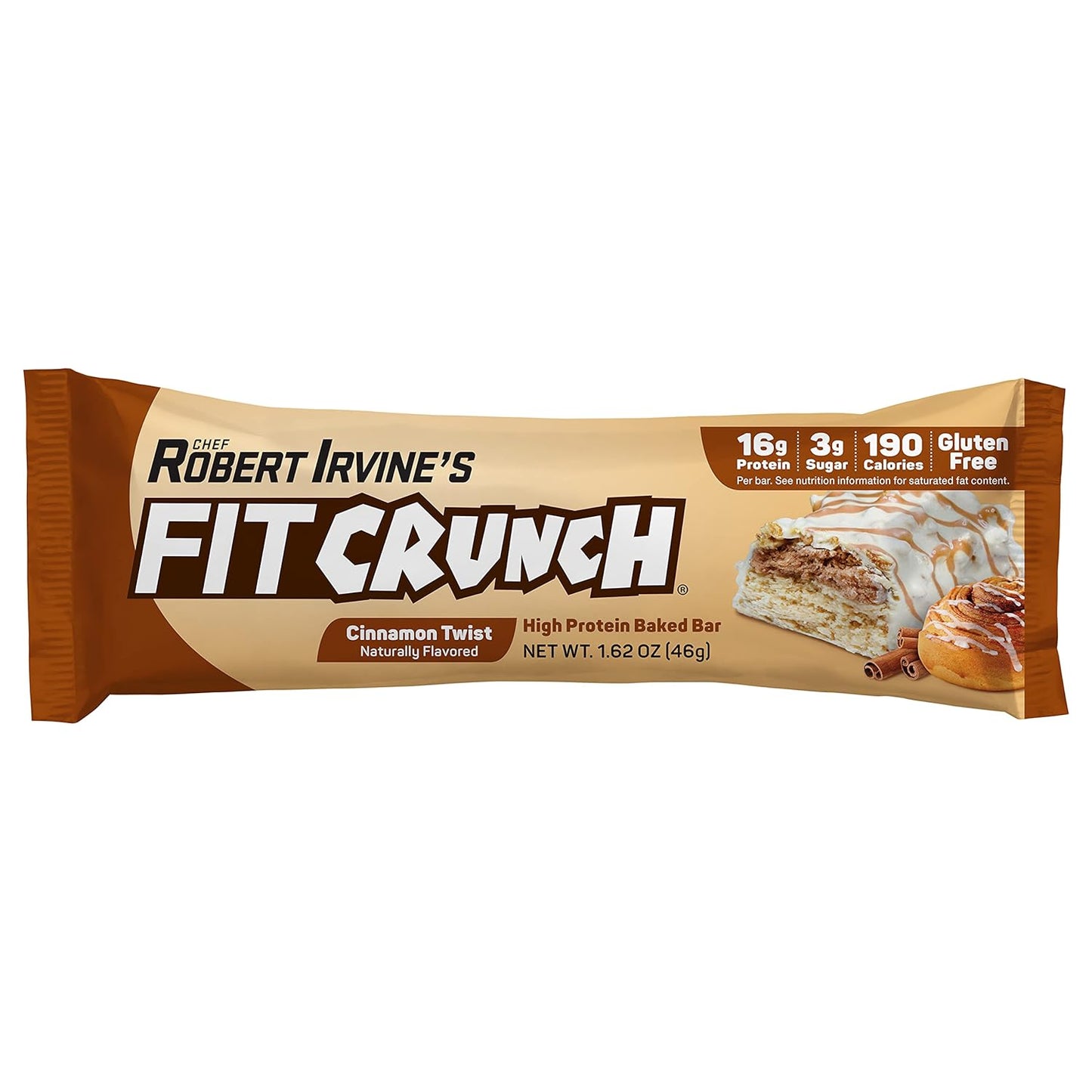 FITCRUNCH Snack Size Protein Bars, Designed by Robert Irvine, 6-Layer Baked Bar, 3g of Sugar & Soft Cake Core (9 Bars, Cinnamon Twist)