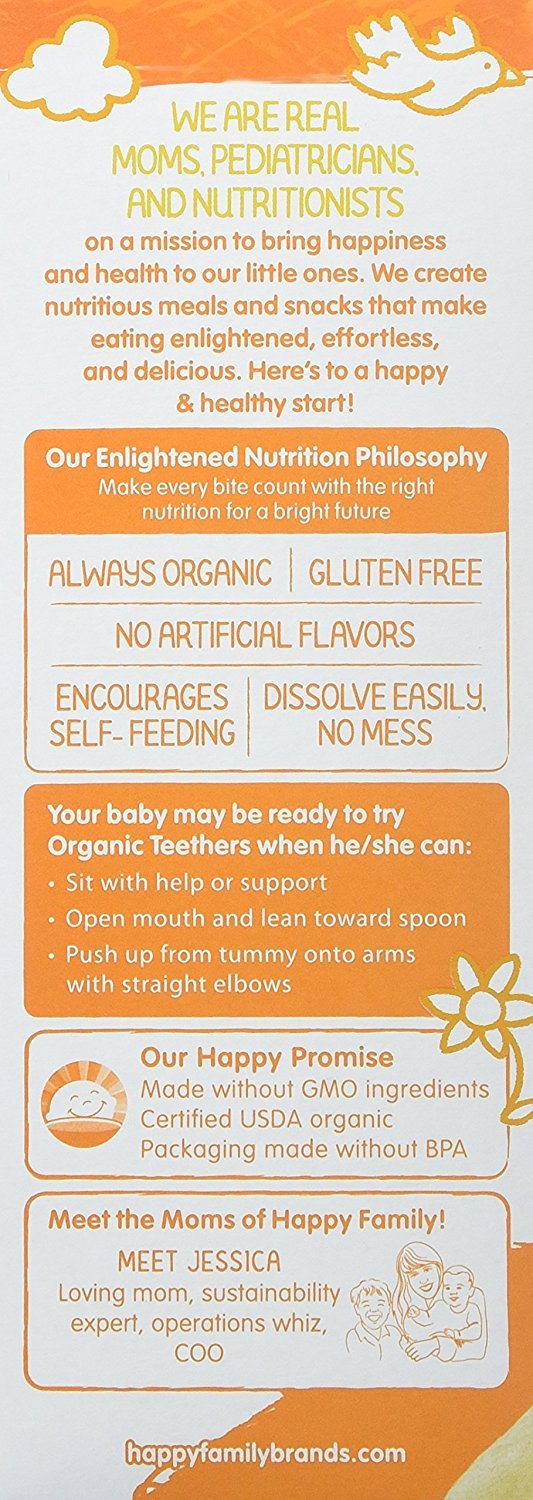 Happy Baby Gentle Teethers Organic Teething Wafers Banana Sweet Potato, 0.14 Ounce Packets (Box of 12) Soothing Rice Cookies for Teething Babies Dissolves Easily Gluten Free No Artificial Flavor
