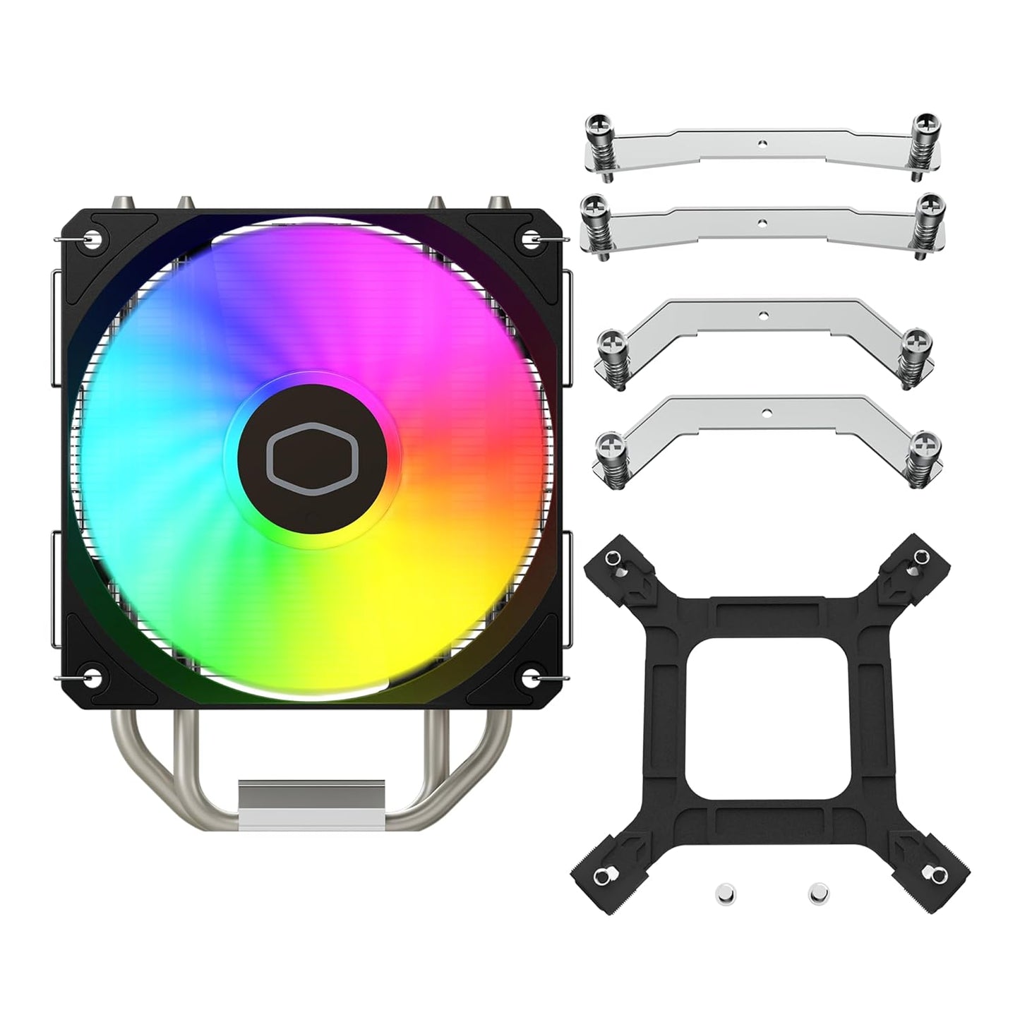 Cooler Master Hyper 212 Spectrum V3 ARGB CPU Air Cooler, 120mm PWM Fan, 4 Heat Pipes, Silver Nickel-Plated Copper, 152mm Tall, AMD Ryzen AM5|AM4, Intel LGA 1851|1700|1200 Brackets