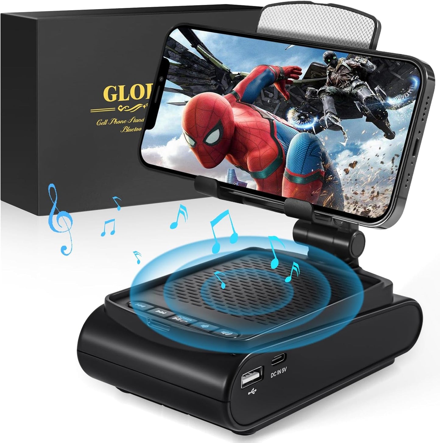Gifts for Men, Cell Phone Stand with Wireless Bluetooth Speaker, Birthday Gifts for Boyfriend Him Husband Christmas, Stocking Stuffers for Adults, White Elephant Gifts for Adults