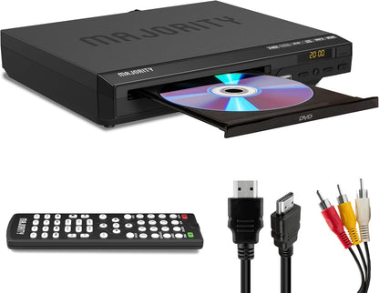 HDMI DVD Player for TV | 1080P Region Free DVD Players for Smart TV | Mini DVD Player with USB, CD & MP3 | HDMI Cable, RCA Cable & Remoted Control | MAJORITY DVD Player