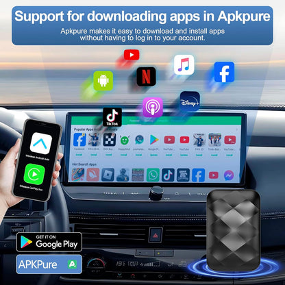 KE'VERSO Wireless CarPlay Adapter & Android Auto Wireless Adapter for iPhone,Magic carplay Ai Box Streaming Device for Cars with OEM Wired CarPlay, Magic Link CarPlay Support Netflix, YouTube, Hulu+