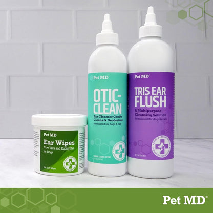 Pet MD - Dog Ear Cleaner Wipes - Otic Cleanser for Dogs to Stop Ear Itching, and Infections with Aloe and Eucalyptus - 100 Count