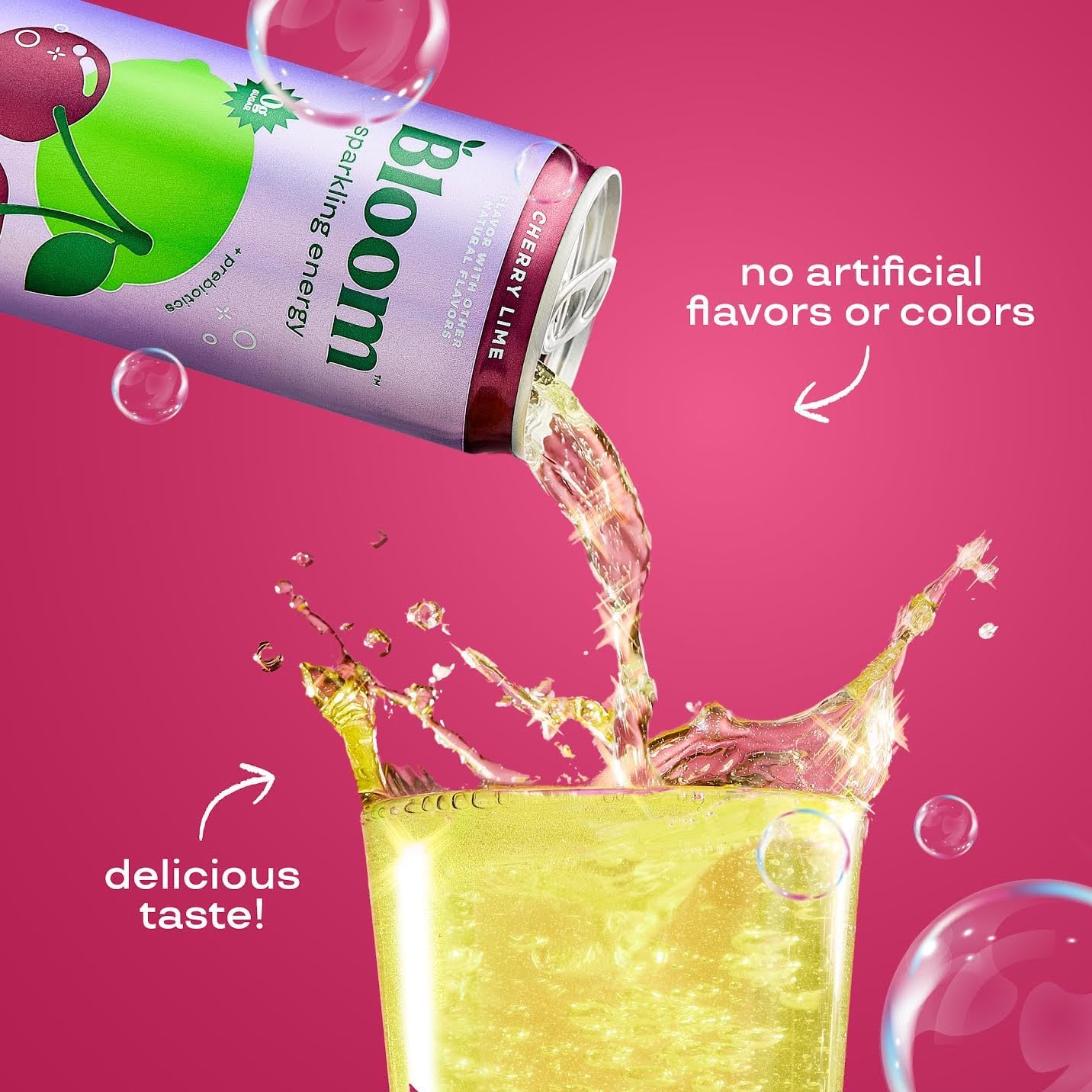 Bloom Sparkling Energy Drink - Natural Caffeine, Zero Sugar, 180mg Caffeine - Antioxidant-Rich w/Green Coffee Bean, Green Tea Extract, Prebiotics - Wellness Beverage for Focus & Metabolism 12oz 12 pk