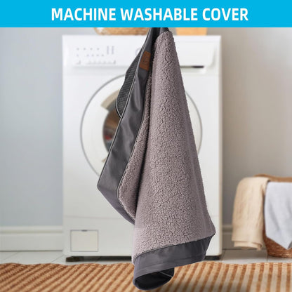 Orthopedic Dog Bed for Large Dogs - Big Waterproof Dog Bed with Removable Washable Cover & Anti-Slip Bottom, Extra Large Dog Crate Bed, Deluxe Plush Pet Bed Mat (Grey)