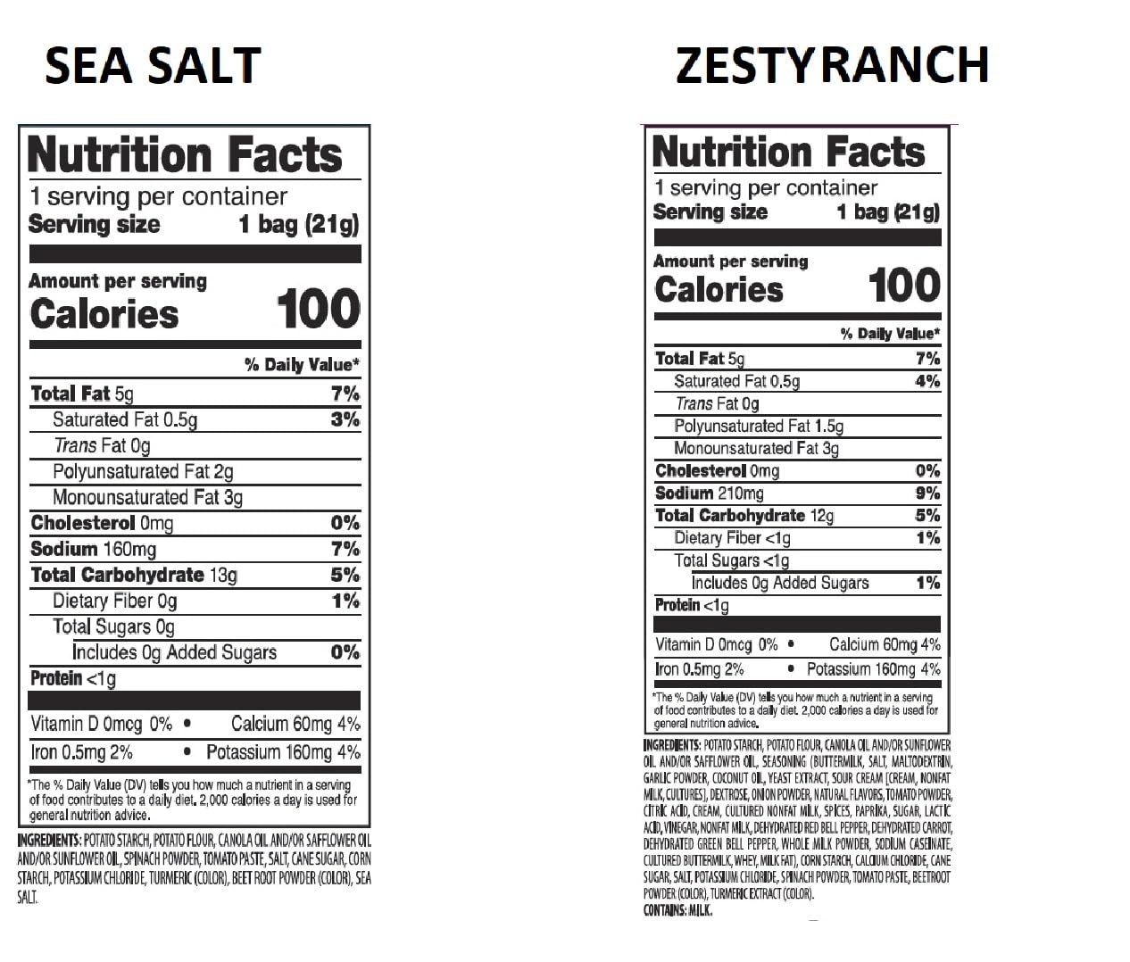 Sensible Portions Veggie Straws Multi-Pack, Sea Salt and Zesty Ranch Flavor, Gluten-Free Chips, Individual Snacks, 0.75 Ounce Bag, 10-Pack