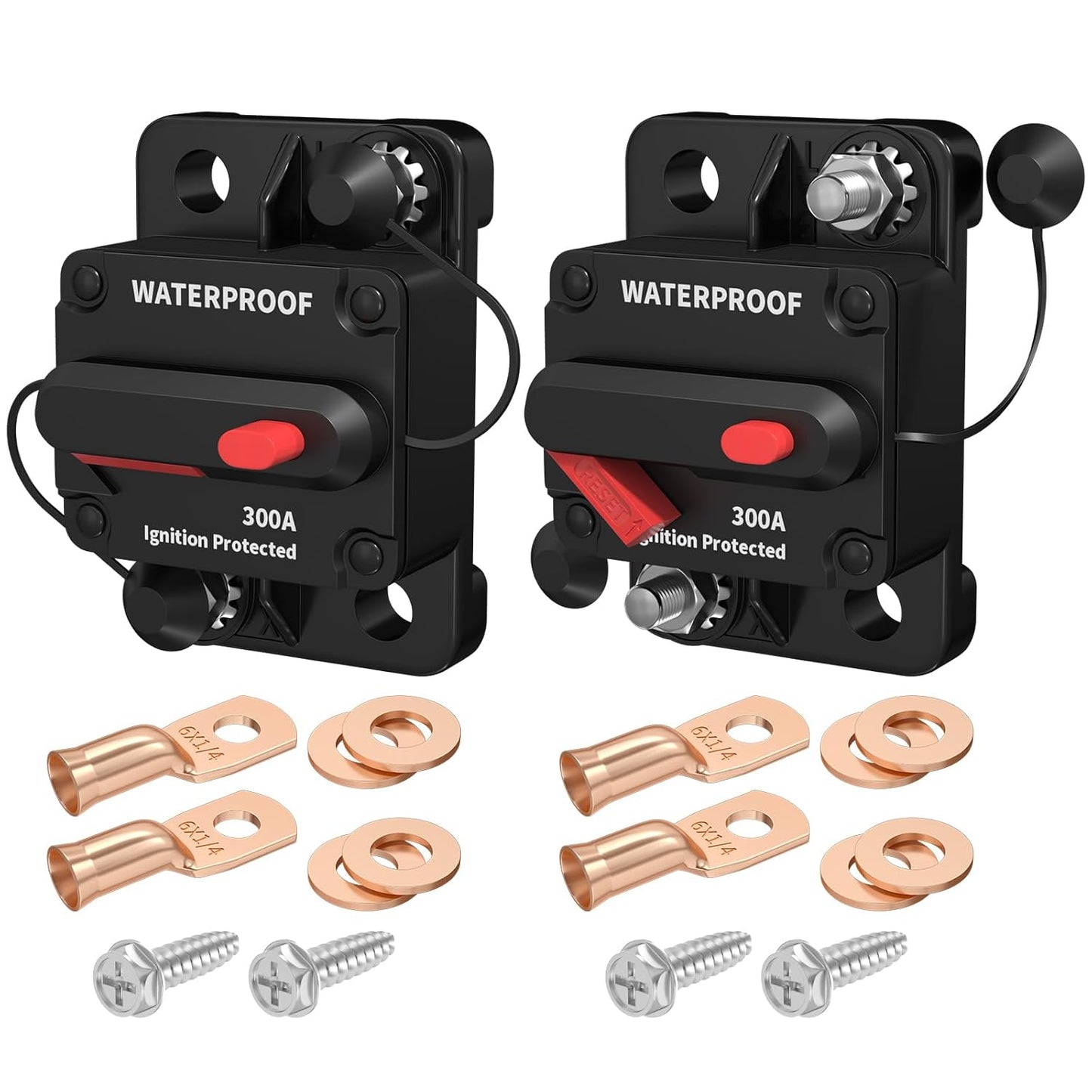 DaierTek 300 Amp Circuit Breaker, 12V Circuit Breaker DC 300A Circuit Breaker 12 Volt for Marine Boat Auto Car Truck -2Pack