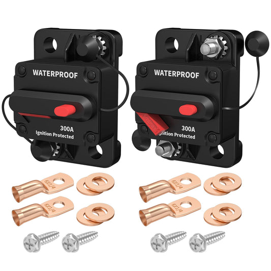 DaierTek 300 Amp Circuit Breaker, 12V Circuit Breaker DC 300A Circuit Breaker 12 Volt for Marine Boat Auto Car Truck -2Pack