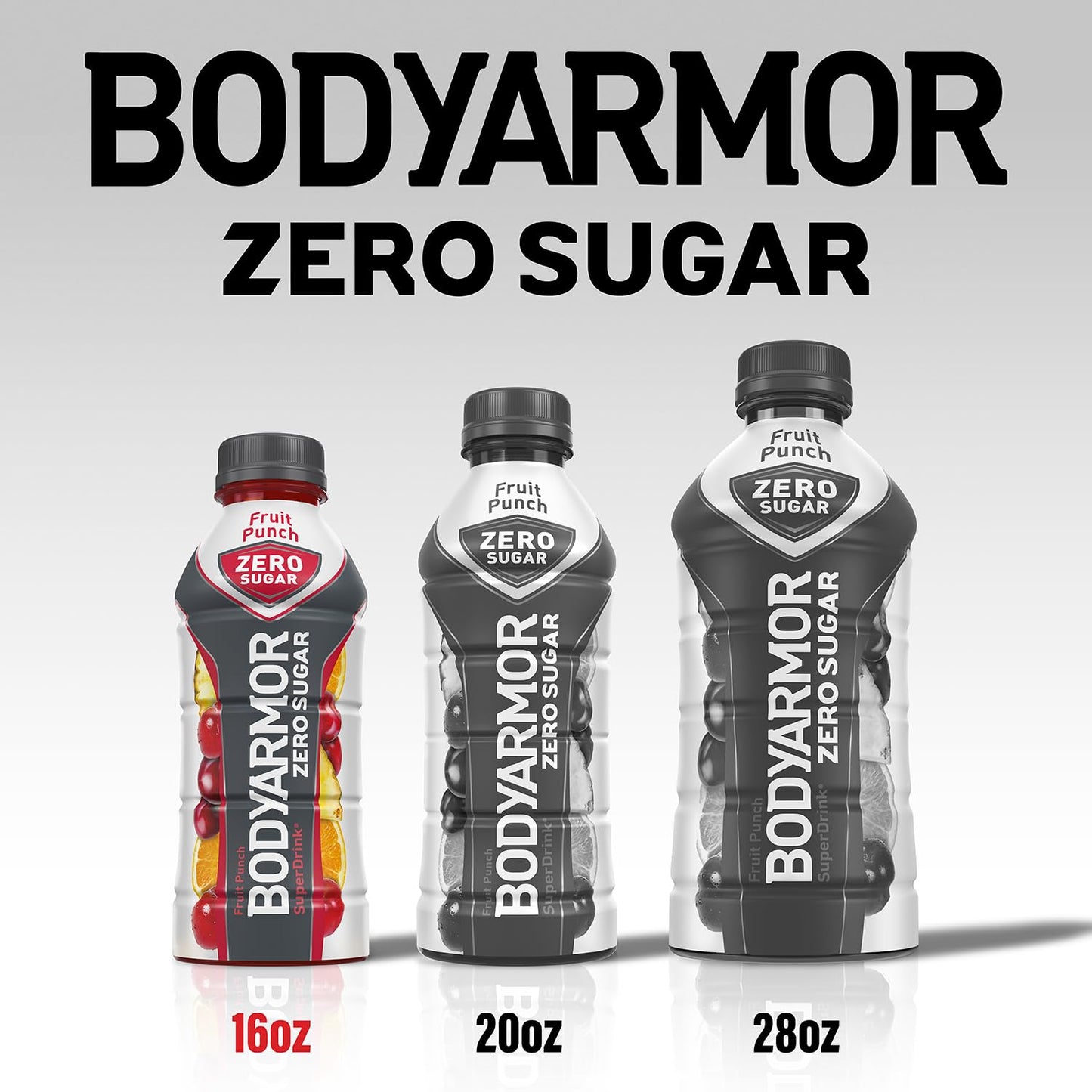 BODYARMOR ZERO Sugar Fruit Punch, Sugar Free Sports Drink - Low-Calorie Hydration - Natural Flavors with Potassium Packed Electrolytes, Antioxidants, and B-vitamins, 16 fl oz (pack of 12)