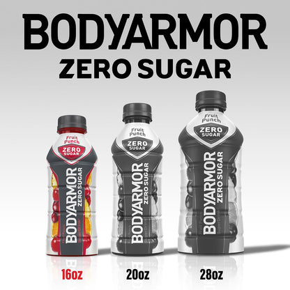 BODYARMOR ZERO Sugar Fruit Punch, Sugar Free Sports Drink - Low-Calorie Hydration - Natural Flavors with Potassium Packed Electrolytes, Antioxidants, and B-vitamins, 16 fl oz (pack of 12)
