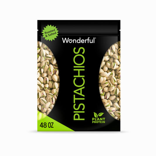 Wonderful Pistachios In Shell, Roasted & Salted Nuts, 48 Ounce Resealable Bag, Protein Snacks, Bulk Snacks, Healthy Snacks for Adults