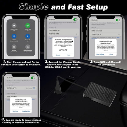 2-in-1 Wireless Carplay Adapter Android Auto Adapter, Convert Wired to Wireless Car Play Adapter Dongle, Plug & Play for Cars, Seamless Control Adapter for iOS 10+/ Android 11+