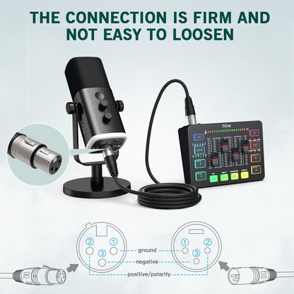 FIFINE XLR Cable, 10ft Cable with Balanced 3 PIN, XLR Male to Female Mic Audio Cord, XLR Speaker Cable, Mic Wire, Compatible with XLR Microphone for Recording Podcast Streaming, Black-L9