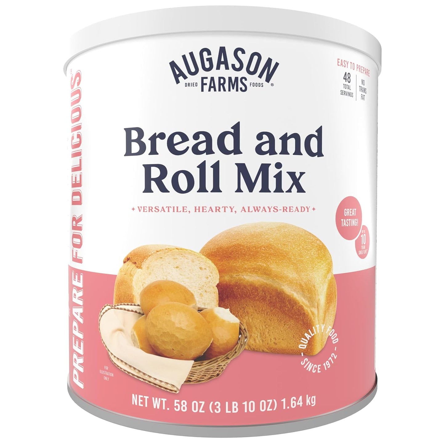 Augason Farms Bread and Roll Mix Can, Emergency Food Supply, Everyday Meals, 48 Servings