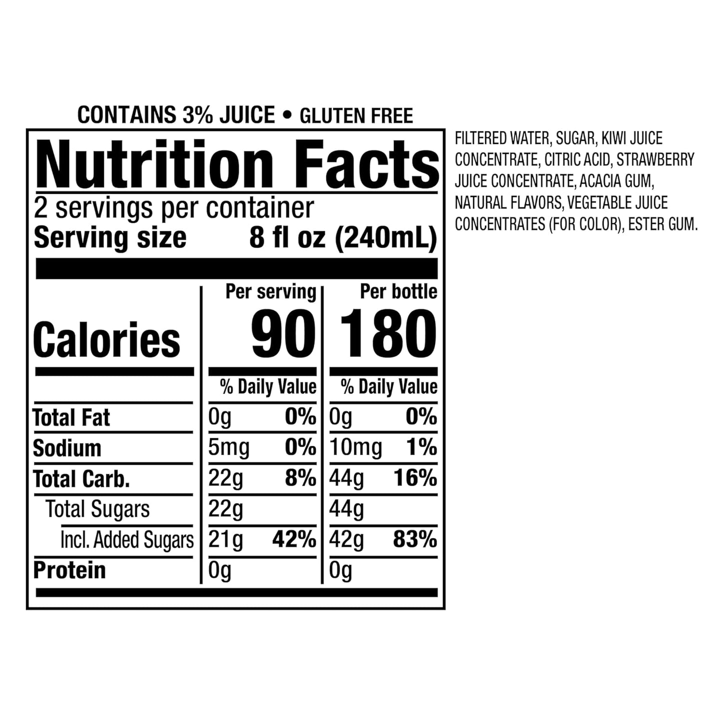 Snapple Kiwi Strawberry Juice Drink, 16 Fl Oz Recycled Plastic Bottle, Pack Of 12, All Natural, No Artificial Flavors Or Sweeteners, Contains 3% Real Juice