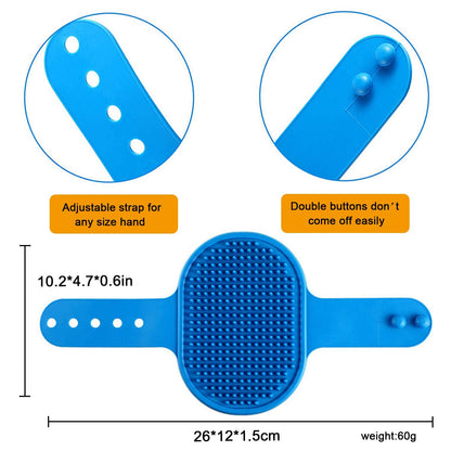 2 Pcs Dog Grooming Brush, Pet Shampoo Brush Dog Bath Grooming Shedding Brush Soothing Massage Rubber Comb with Adjustable Strap for Short Long Haired Dogs and Cats