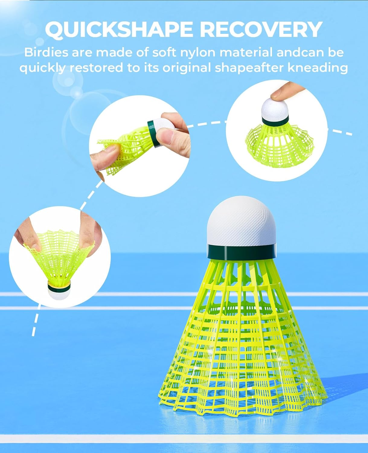 HIRALIY Badminton Shuttlecocks Birdies,Plastic Shuttlecocks for Badminton Set with Stability ＆ Durability, Hight Speed Birdie Ball, Badminton Sets for Backyards Indoor Outdoor Sports Activities