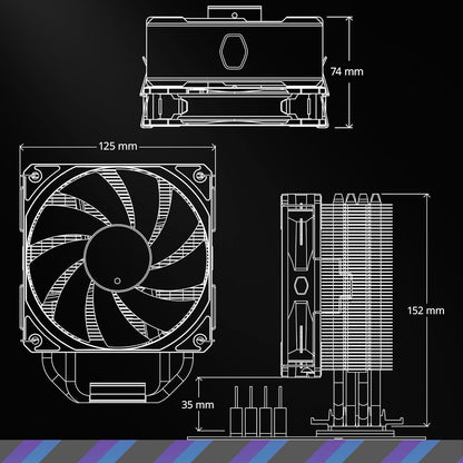 Cooler Master Hyper 212 Black CPU Air Cooler, SickleFlow 120 Edge PWM Fan, Aluminum Top Cover, 4 Copper Heat Pipes, 152mm Tall, AMD Ryzen AM5/AM4, Intel LGA 1851/1700/1200 Brackets