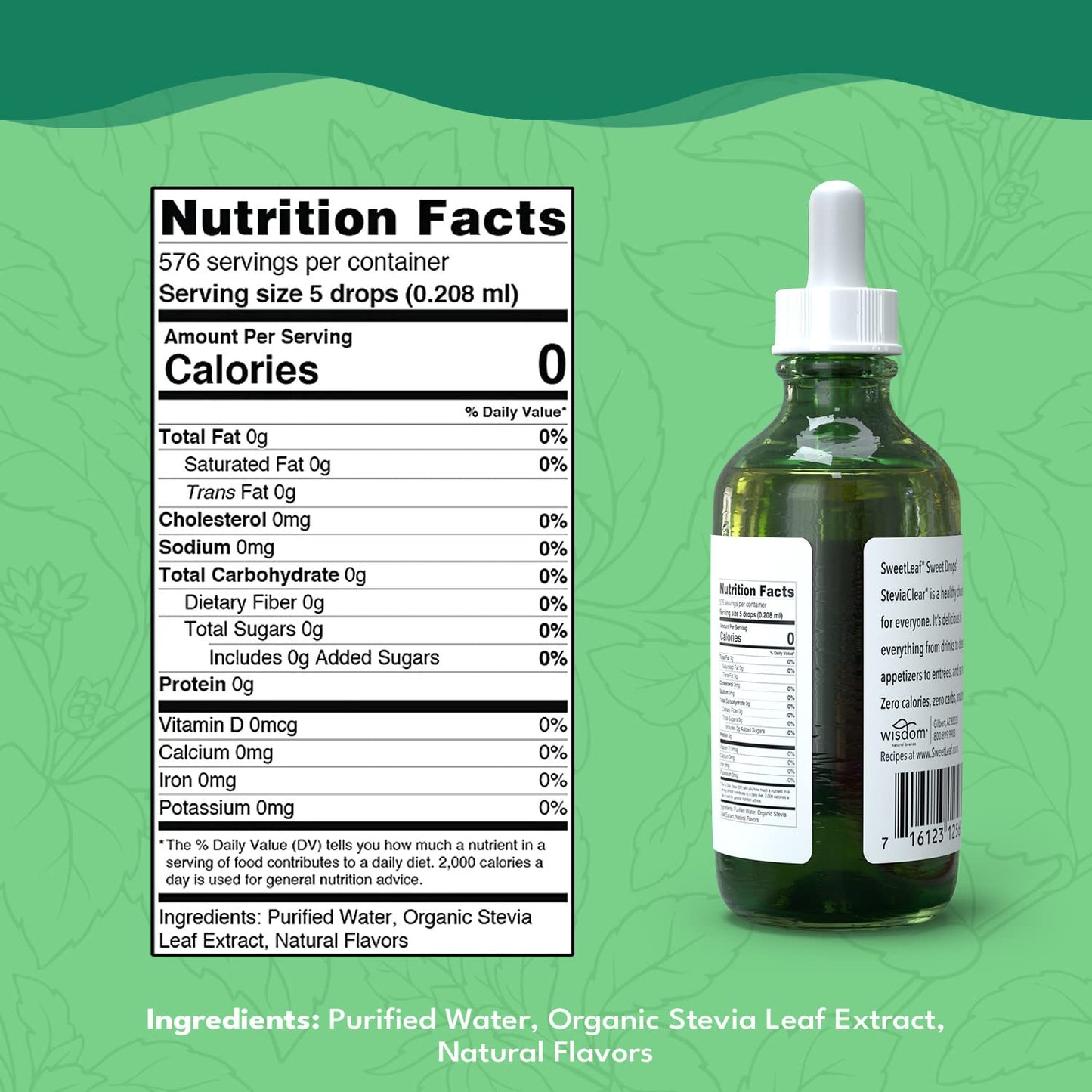 SweetLeaf Sweet Drops- Flavored Stevia Liquid Sweetener, Organic Stevia Extract, Zero Calorie, Gluten Free, Keto Friendly, Non GMO, Natural Flavor, Sugar Alternative- Stevia Clear, 4 Fl Oz (Pack of 1)