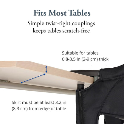 Inglesina Fast Table Chair, Black - Portable Baby High Chair - for Babies & Toddlers 6-36 Months - Collapsible Design - Fits Tables 0.8'' to 3.5'' Thick - Compact & Easy to Use - Travel Bag Included