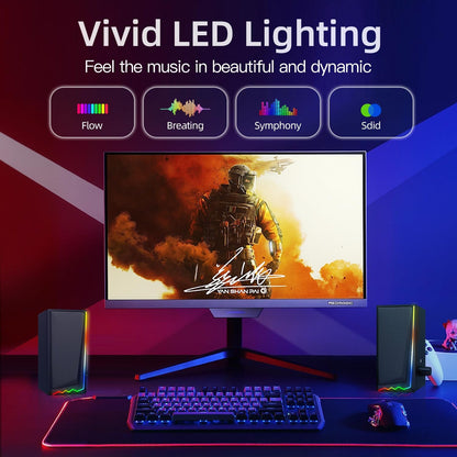 Computer Speakers with 3.5 mm Aux,Desktop Speakers with Various Colorful RGB Lights,Gaming Speakers with Volume Control,Computer Speakers for PC/Desktop Monitor/Laptop/Tablet Phone