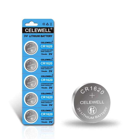 CR1620 5 Pack for Key Fob Tracker 70mAh 3V Lithium Battery 【5-Year Warranty】