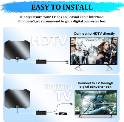 2024 TV Antenna for Smart TV Indoor, TV Antenna for Local Channels, 1000+ Miles Long Range TV Antenna Indoor 360°Reception, Support 8K 4K 1080p HDTV Antenna with 25ft Coaxial Cable