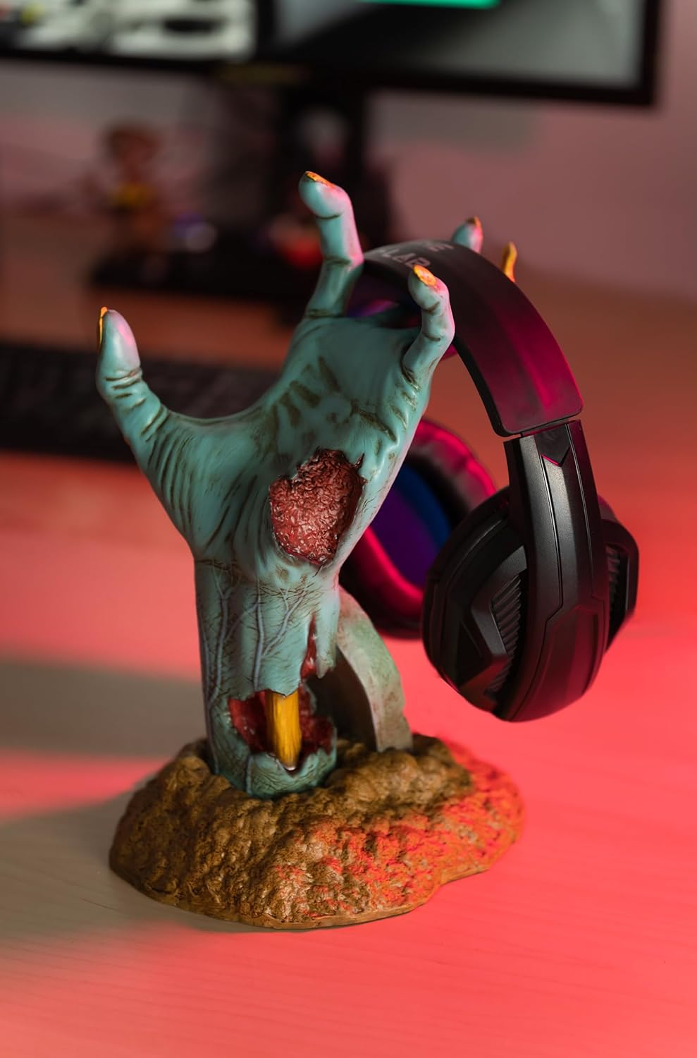 Gaming Controller Holder One More Life | Controller Holder Figure | Headphone Stand & Controller | Gaming Accessories for Desk | Gamer Gifts | Halloween Decorations