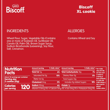 Lotus Biscoff Cookies, Caramelized Biscuit Cookie Snack, Dispenser Box (20 sleeves of 2 extra large cookies) Vegan, 0.9 Ounce (Pack of 20)