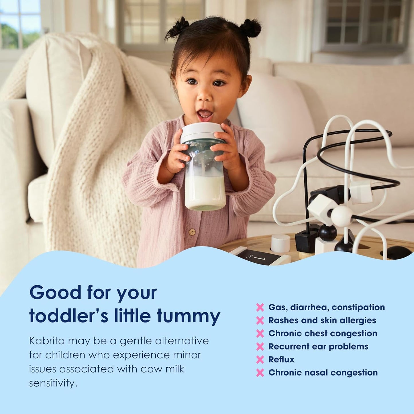 Kabrita Goat Milk Toddler Formula - Easy to Digest Baby Formula 12-24 Months - Contains Vitamin C, D, Iron, DHA, Non-GMO - Gentle on Sensitive Tummies - Formula Supporting Gut Health & Sleep - 28Oz.