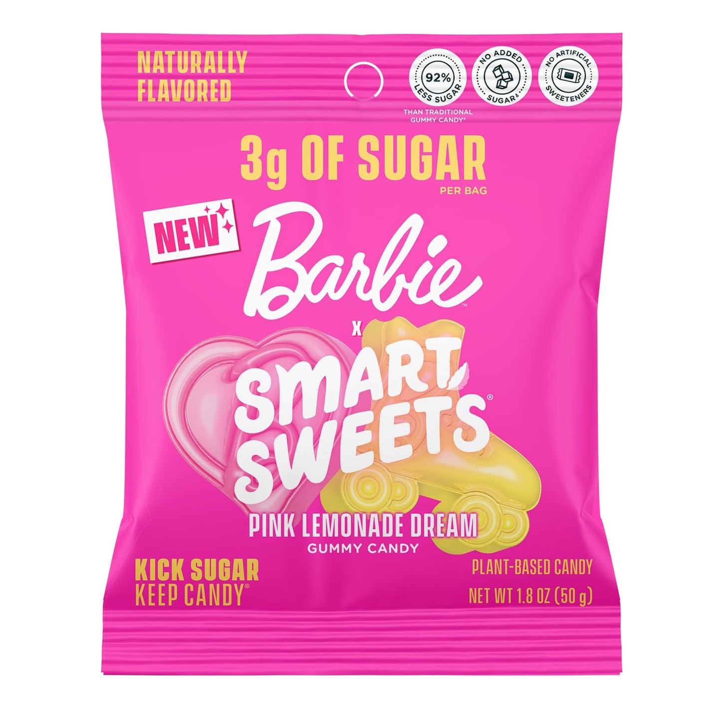SmartSweets Barbie Pink Lemonade Dream Gummy Candy: 1.8oz (Pack of 14), Gummy Candy with Low Sugar, Low Calorie, No Artificial Sweeteners, Plant-Based, Gluten-Free, Healthy Snack for Kids & Adults