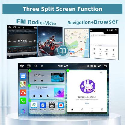 Hikity 6+128GB 8 Core Android 13 Double Din Car Stereo with Wireless Carplay Android Auto, 9 Inch IPS Touchscreen Radio Bluetooth 5.0, GPS, WiFi, 32EQ DSP, 59 UI Themes, Mic, AHD Backup Cam