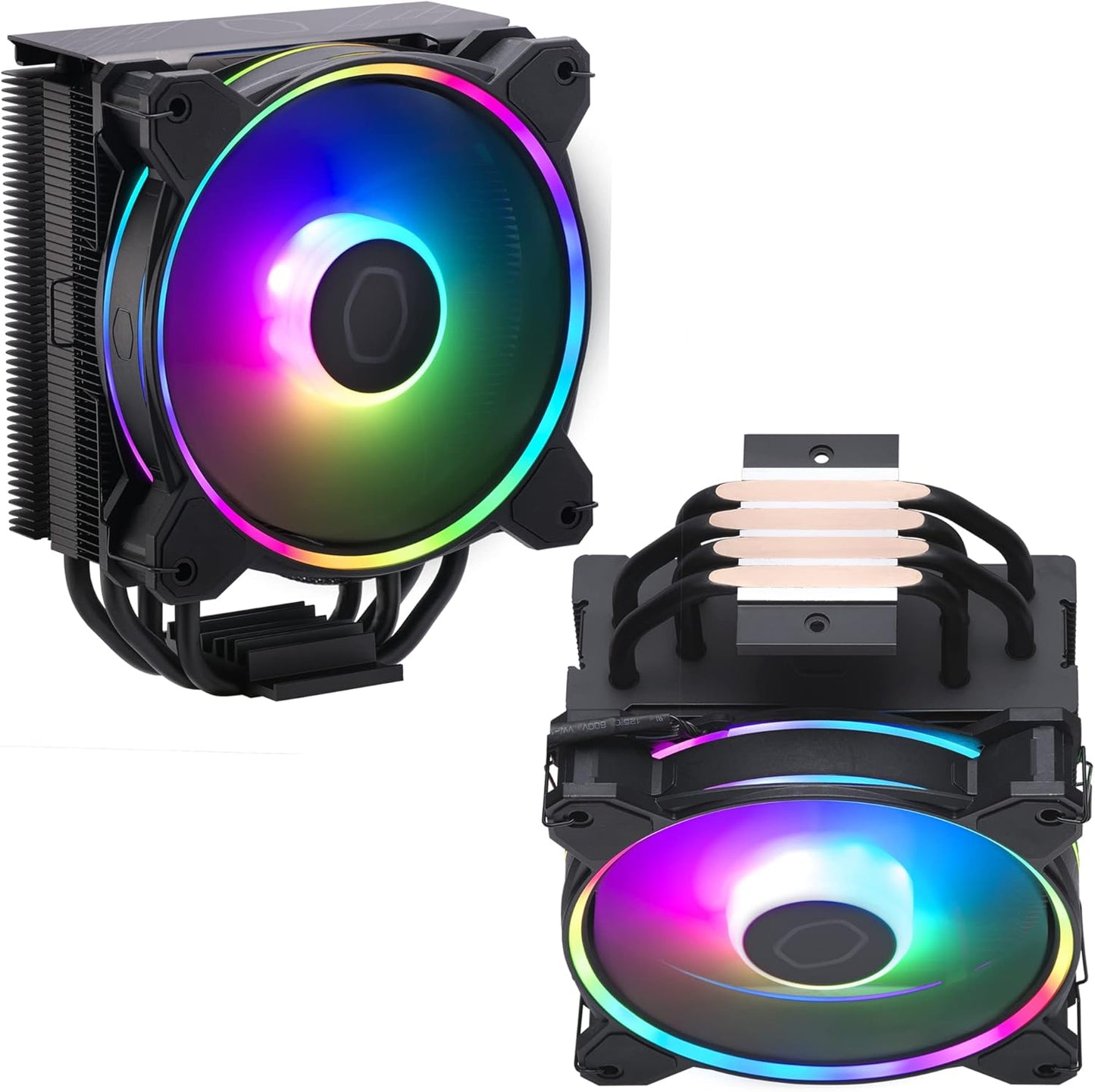 Cooler Master Hyper 212 Halo Black CPU Air Cooler, 120 Halo² PWM Fan, Dual Loop ARGB, Aluminum Top Cover, 4 Copper Heat Pipes, 154mm Tall, AMD Ryzen AM5|AM4, Intel LGA 1851|1700|1200 Brackets
