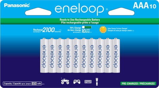 Eneloop Panasonic BK-4MCCA10FA AAA 2100 Cycle Ni-MH Pre-Charged Rechargeable Batteries, 10-Battery Pack