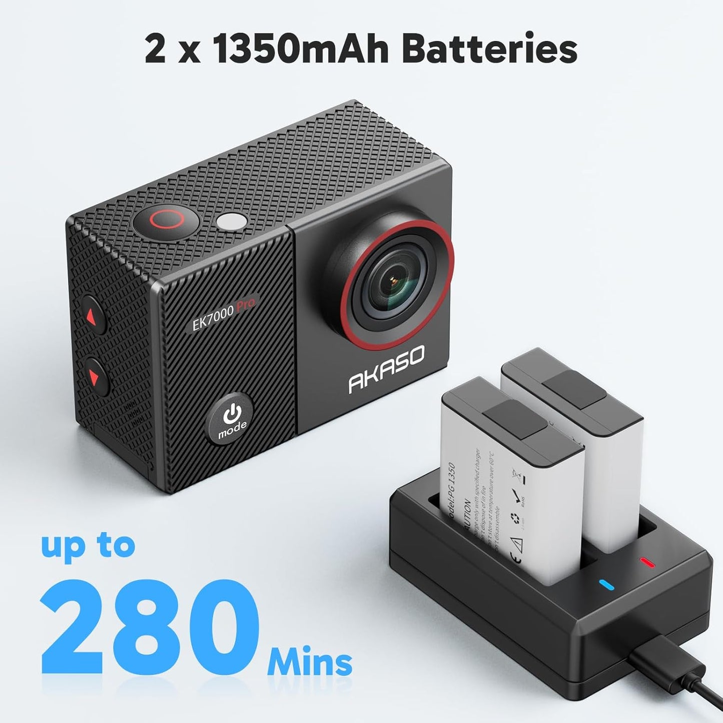 AKASO EK7000 Pro 4K30fps Action Camera with Touch Screen EIS 131ft Waterproof Camera Remote Control 5X Zoom Underwater Camera with Helmet Accessories Kit (with 128GB MicroSD Card)
