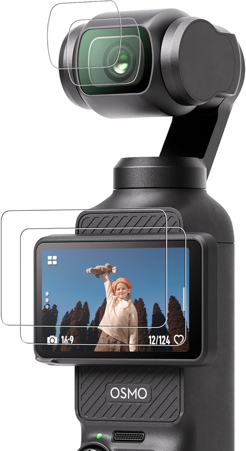 CYNOVA DJI Osmo Pocket 3 Screen Protector, Osmo Pocket 3 Lens Protector for DJI Osmo Pocket 3 Accessories with Tempered Glass LCD Display Film, Ultra HD, 9H Hardness, Scratch Resistant